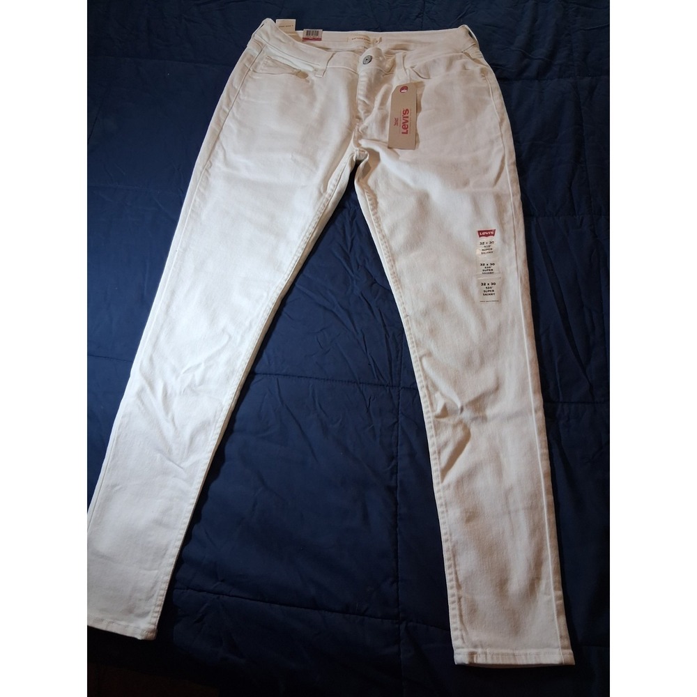 Levis 535 Jeans Womens 32x30 White Super Skinny‎ Stretch Denim 5 Pocket Pants